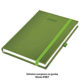 Kalendarz książkowy Vellutino na gumkę oliwka